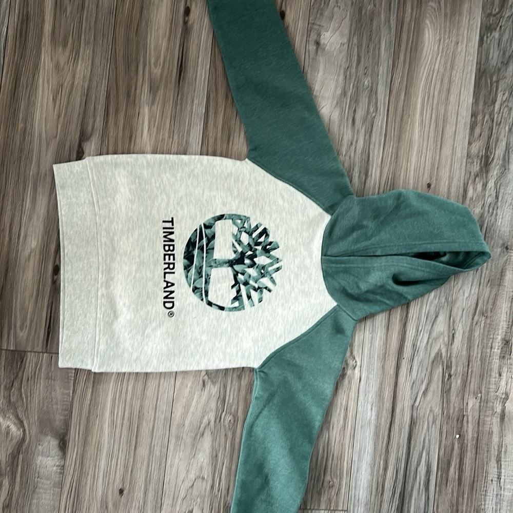 Timberland Heather Gray & Forest Green Raglan Hoodie
